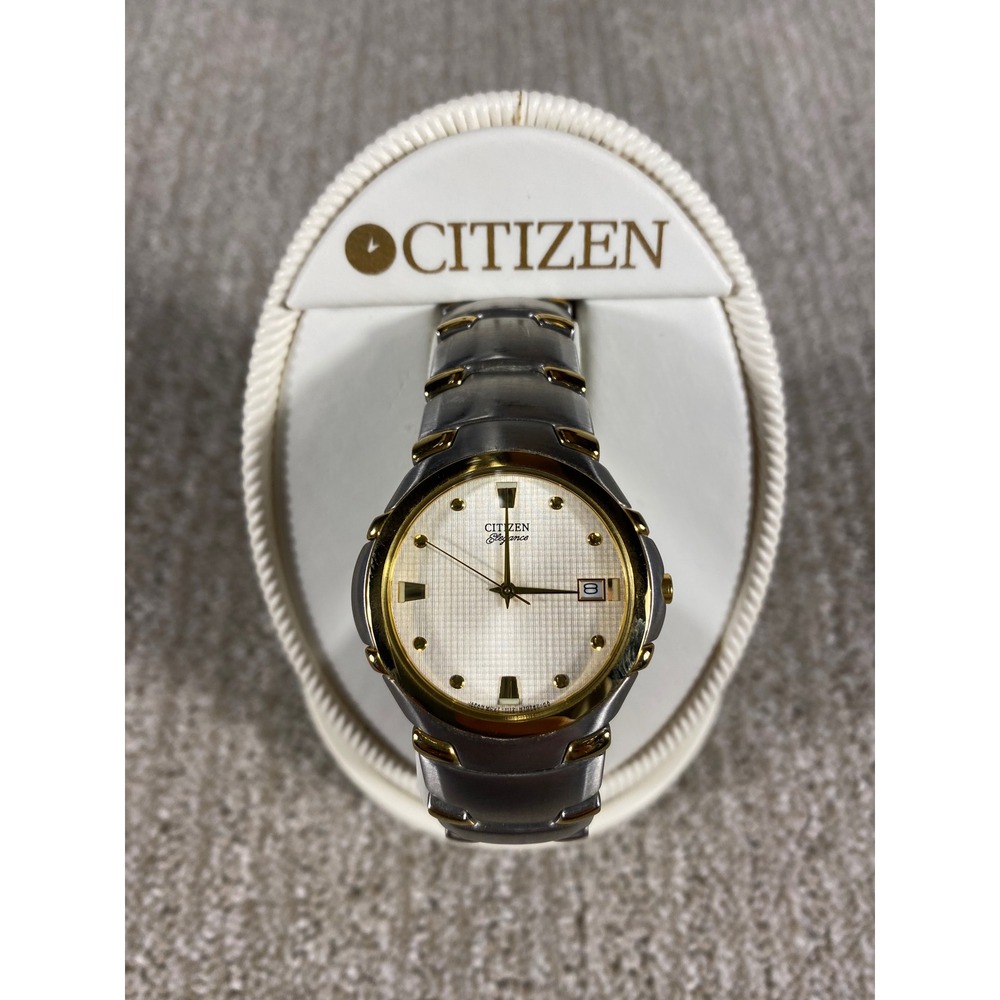 Citizen Elegance Signature Two Tone Watch White Dial Date Window Works